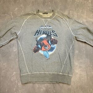 BALMAIN‎ Vintage Superheroes Crewneck Distressed Sweatshirt Size XL